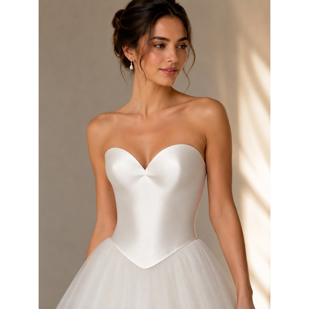 David's Bridal Satin Strapless Bridal Corset Bustier 36B Ivory